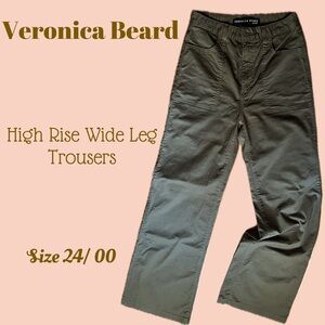 Veronica Beard Jeans High Rise Wide Leg Trousers in Army